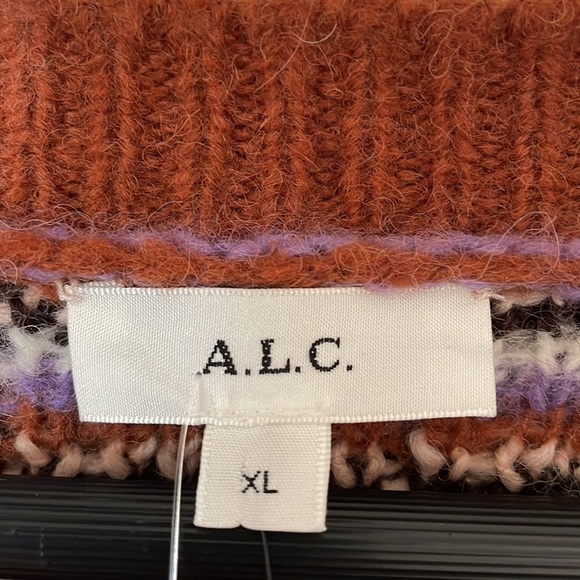 A.L.C. Samara Wool & Alpaca-Blend Amethyst Combo Crewneck Sweater - Picture 3 of 9